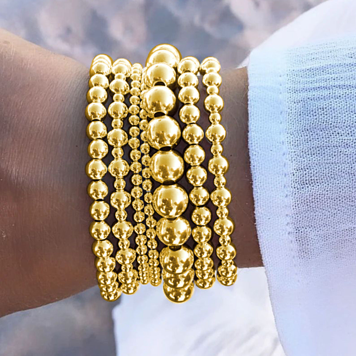 Wholesale Niche creative design temperament beaded bracelet set sweet and cool stacking jewelry